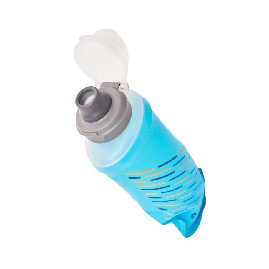 SoftFlask 150ml by Hydrapak in light blue, collapsible gel flask for lightweight hydration and nutrition on challenging expeditions