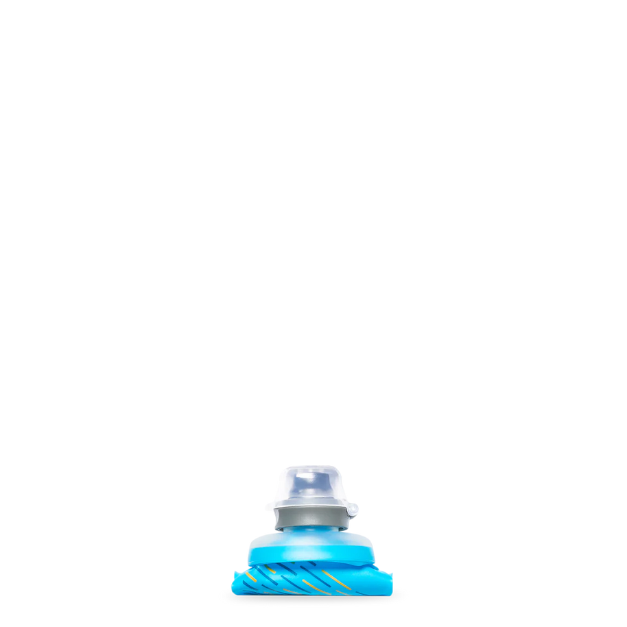 SoftFlask 150ml by Hydrapak in blue, lightweight collapsible gel flask for instant nutrition on challenging running and outdoor expeditions