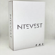 Rechargeble LED Safety Vest by NiteVest in white packaging for running and cycling safety with 360-degree illumination and chest light