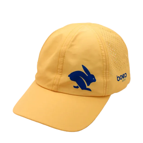 Elite Hat by BOCO in yellow with laser-cut vents, lightweight wicking cap with baseball-style bill for sun and gear protection