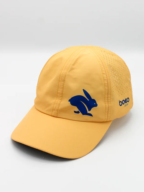 Elite Hat by BOCO in yellow with laser-cut vents, lightweight wicking cap with baseball-style bill for sun and gear protection