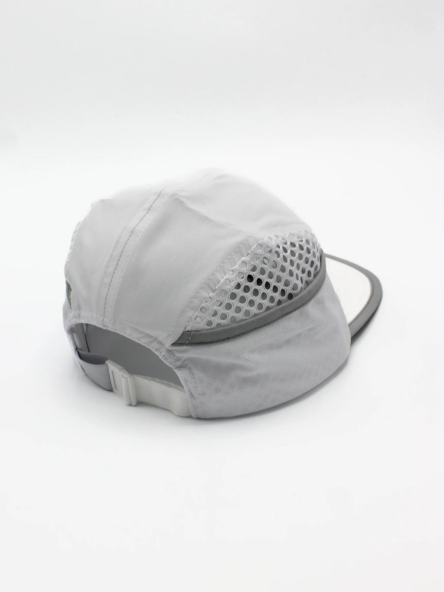 Ice Hat by Rabbit in light grey with side ice pockets and cooling mesh panels ideal for running in hot summer conditions