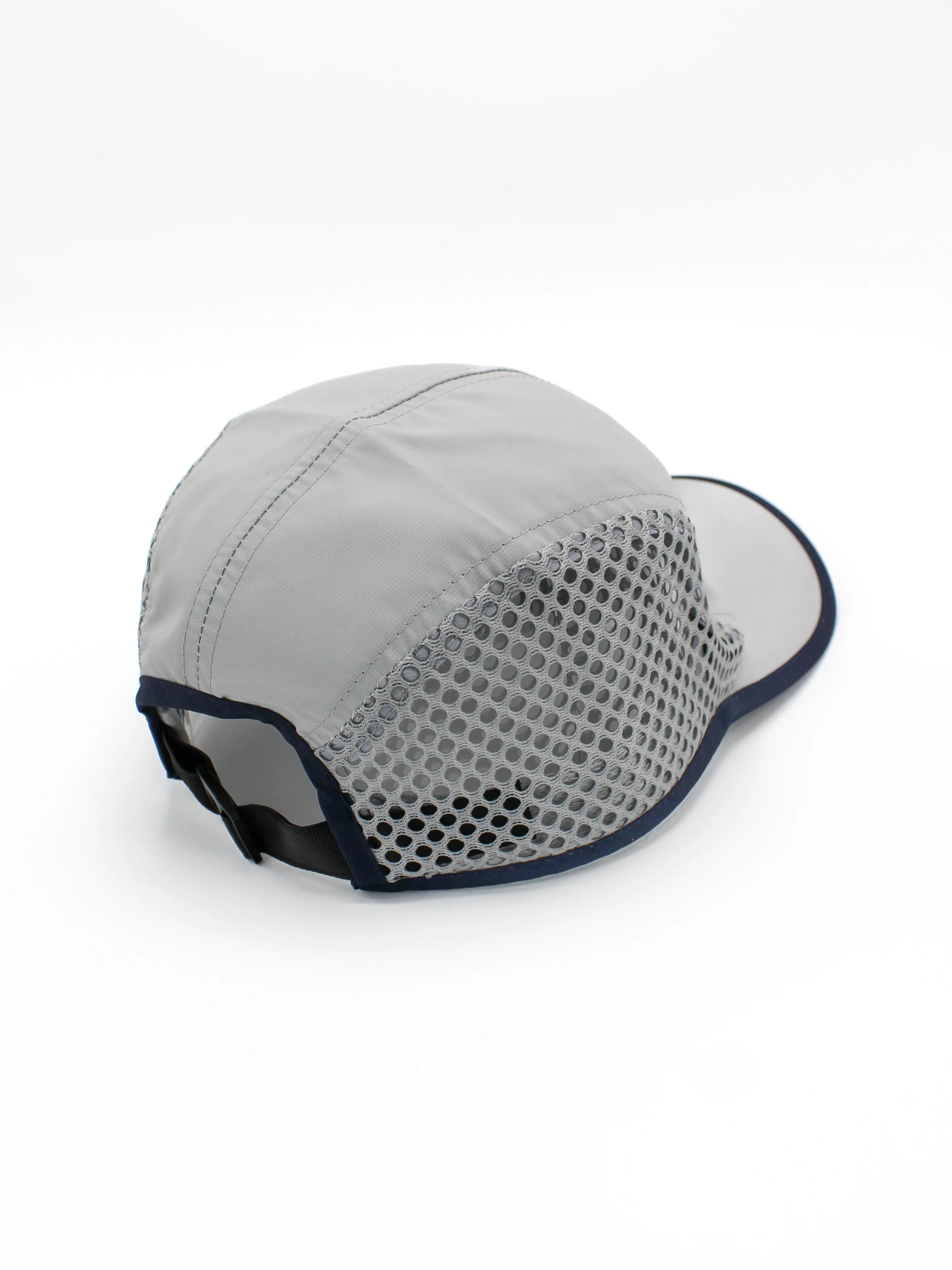 Run Hat Vent Mesh by Rabbit in light grey with dark trim, lightweight polyester and ventilated mesh side panels for cool running outdoors