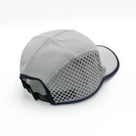Run Hat Vent Mesh by Rabbit in light grey with dark trim, lightweight polyester and ventilated mesh side panels for cool running outdoors