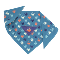 Ice RAD-Dana by Rabbit in blue patterned triangle bandana with dual pockets for ice, made of recycled polyester and spandex for cooling runs