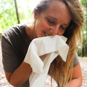 Sport Wipes by Outdoor Wipes in white, body care wipes for camping, running, and outdoor sweat cleanup without shower access