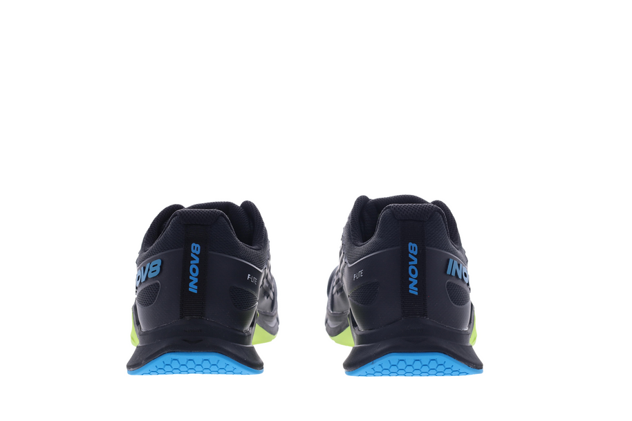 F-Lite Wide - Men by Inov8 in black and blue, flexible cross training shoe for running, lifting, jumping, and climbing