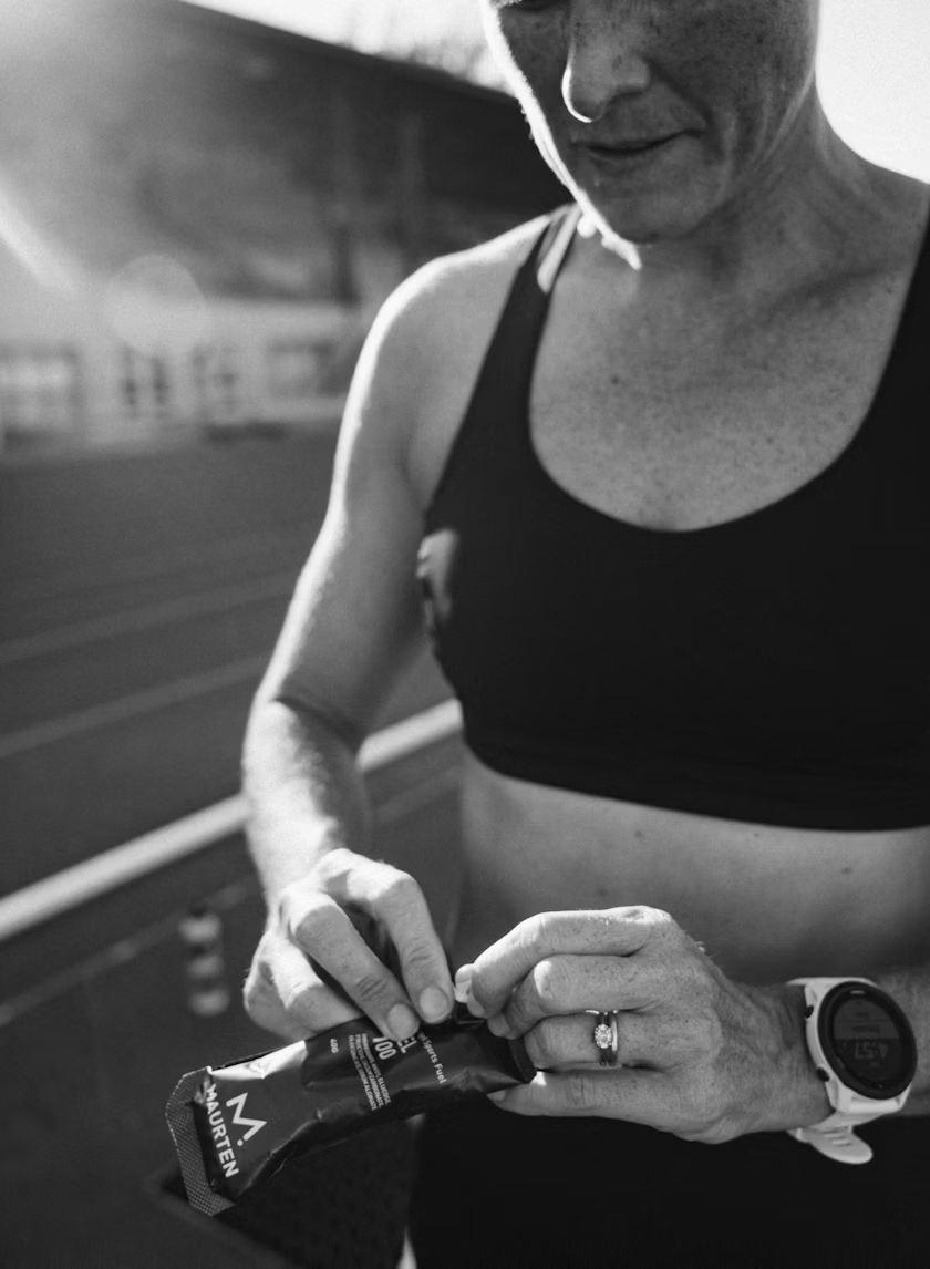 Gel 160 by Maurten in black packaging, hydrogel nutrition product ideal for runners seeking clean, preservative-free energy boost