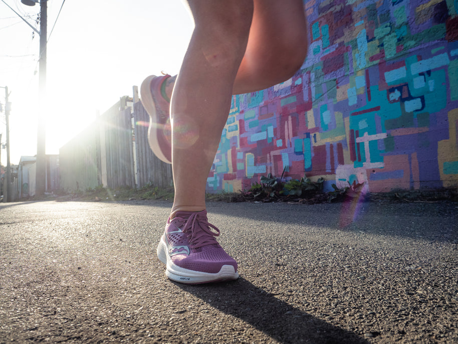 Ride 17 - Women by Saucony in purple and white with PWRRUN+ cushioning designed for comfortable road running and daily wear