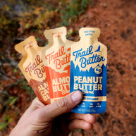 Almond Cashew Butter - Maple Syrup & Sea Salt by Trail Butter in creamy light brown pouch with real-food energy for healthy snack or topping