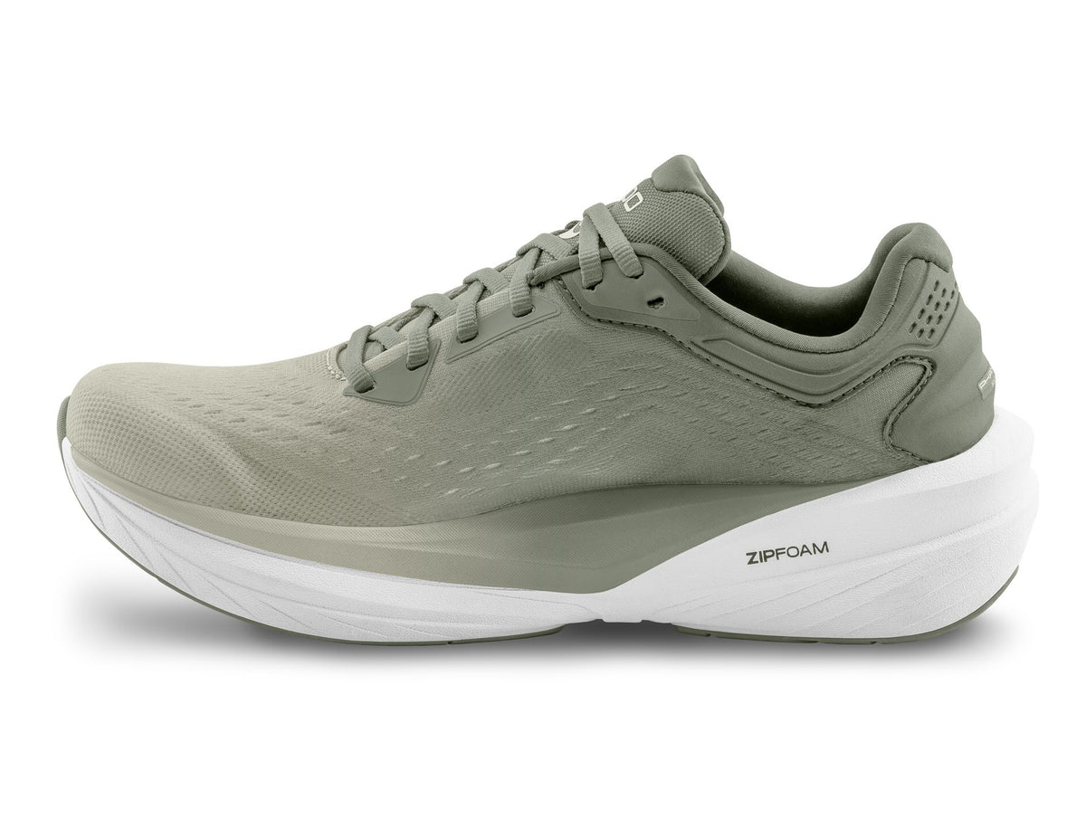 Inner side of the Topo Phantom 4 men's road running shoe in Khaki/White