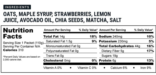 Spring Energy Matcha Berry - (Vegan) Endurance Meal w/ Caffeine - 310 Kcal