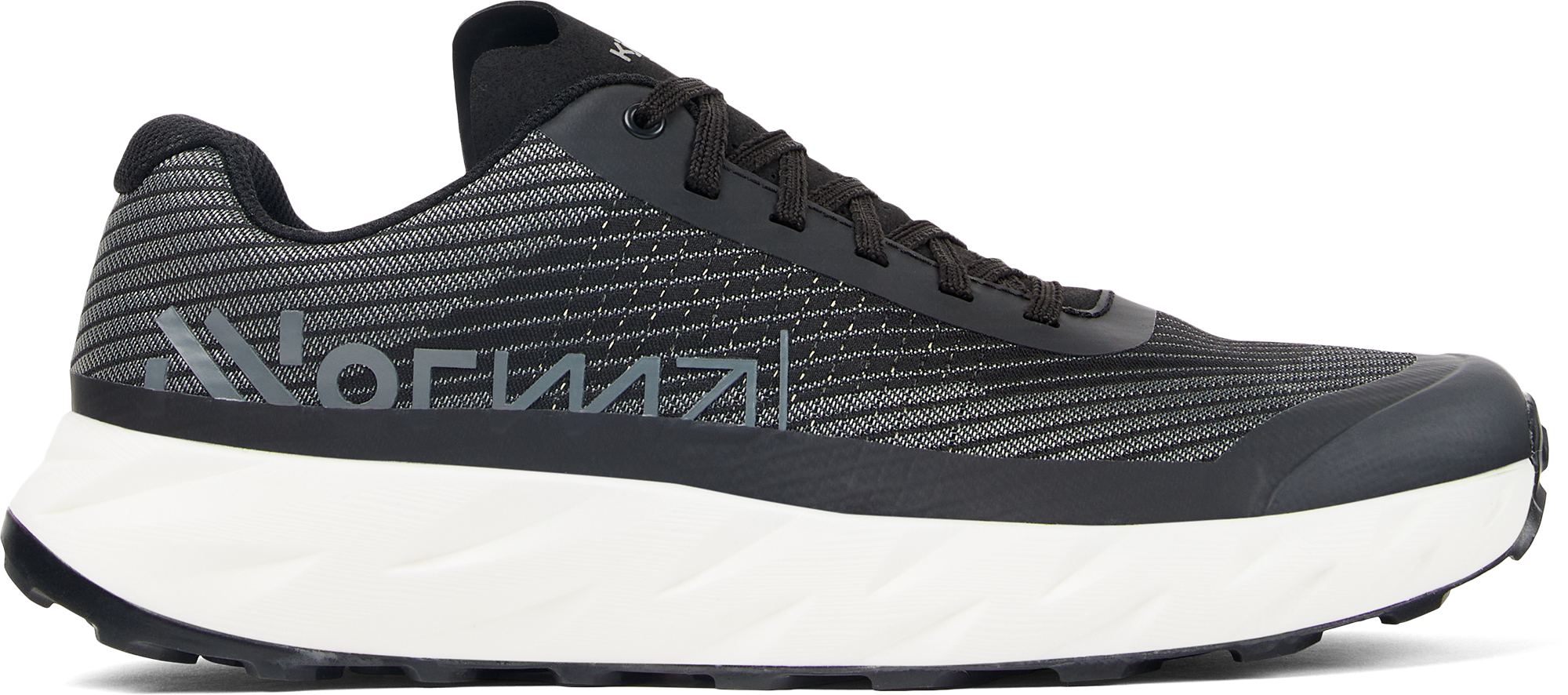 Kjerag - Unisex by NNormal in black and grey, high-performance trail running shoe designed for fast, light outdoor running and rugged trails