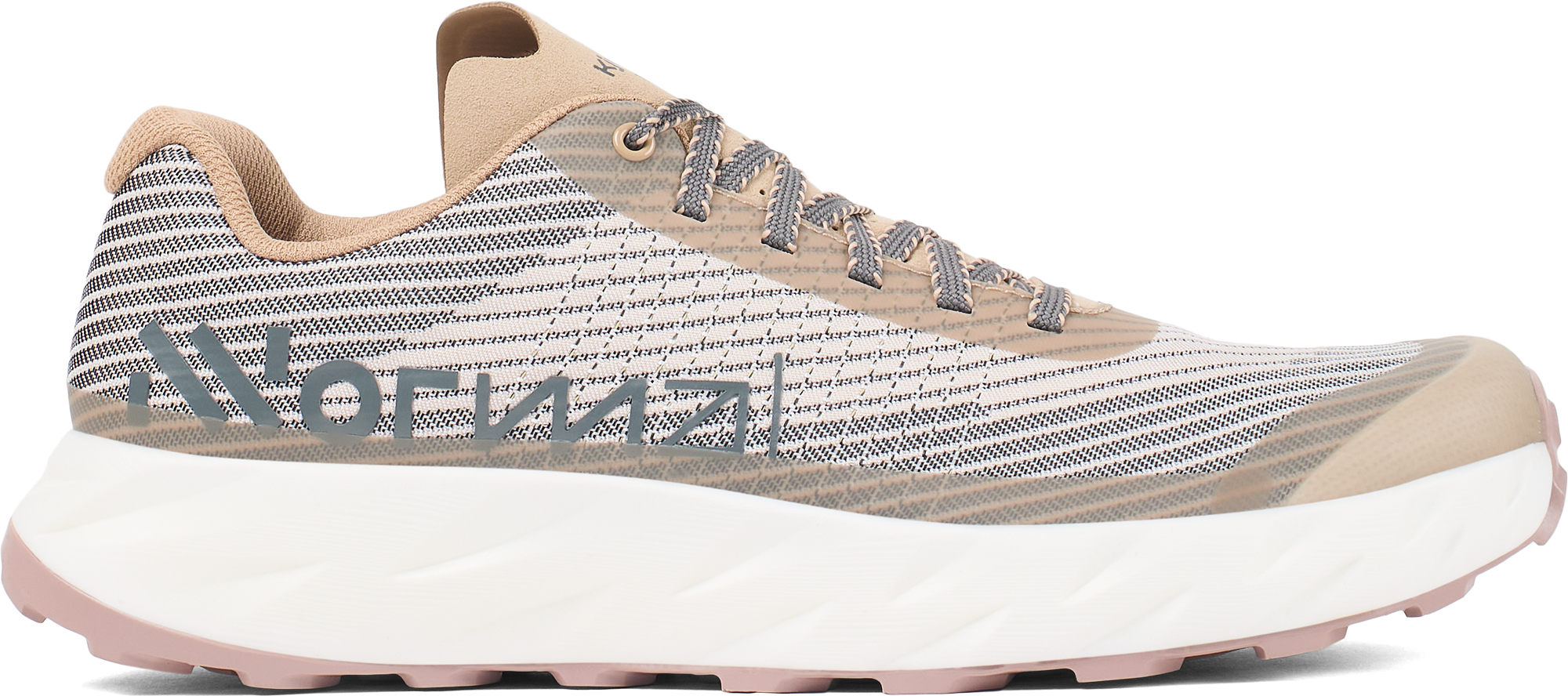 Kjerag - Unisex by NNormal in beige and grey lightweight trail running shoe with high performance design for fast, technical outdoor trail running