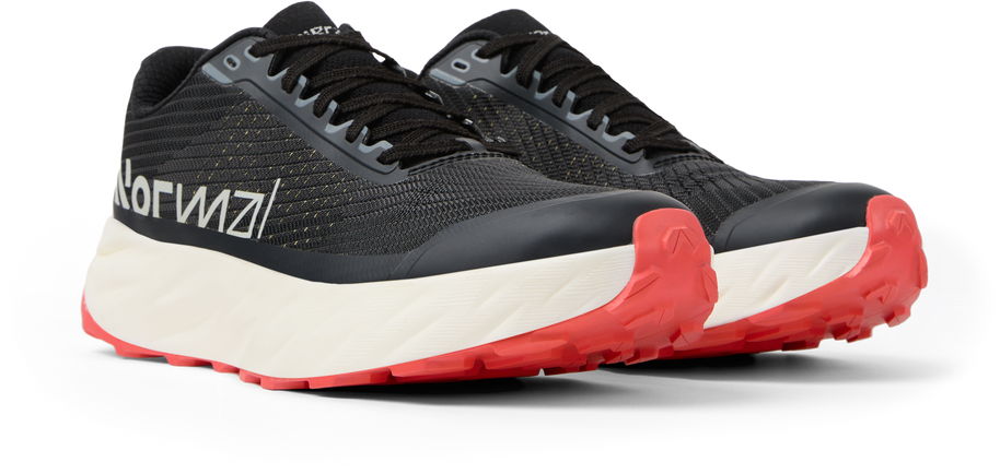 Kjerag 2 - Unisex by NNormal in black with red outsole, fast responsive trail running shoe for men and women’s outdoor performance