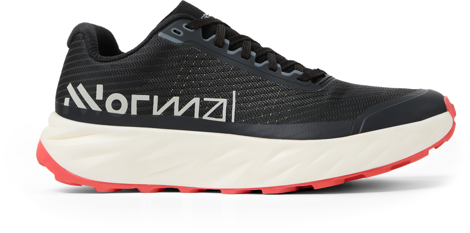 Kjerag 2 - Unisex by NNormal in black with red outsole, lightweight trail running shoe designed for speed, comfort, and performance outdoors