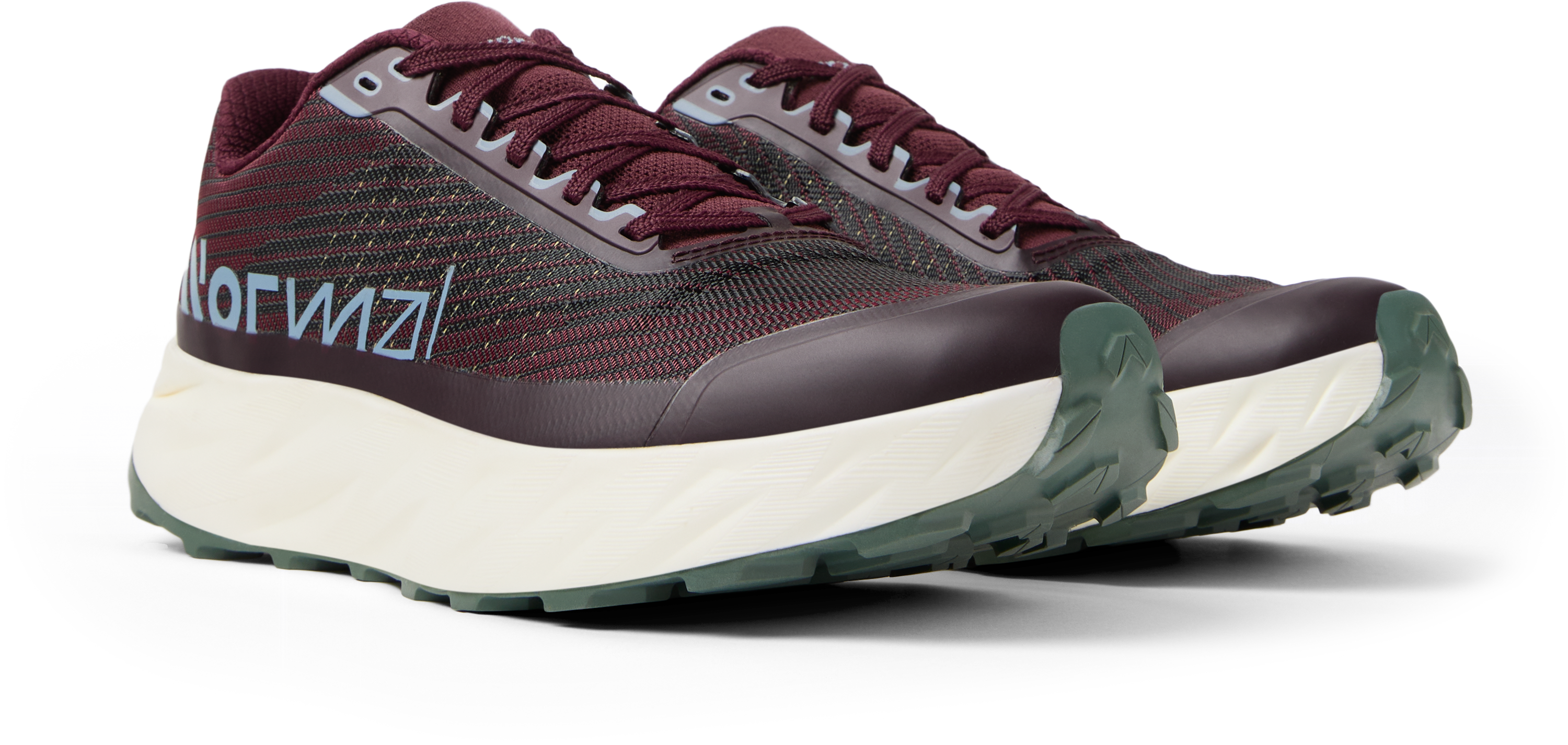 Kjerag 2 - Unisex by NNormal in burgundy and black with textured upper and cushioned sole for fast responsive trail running and outdoor use