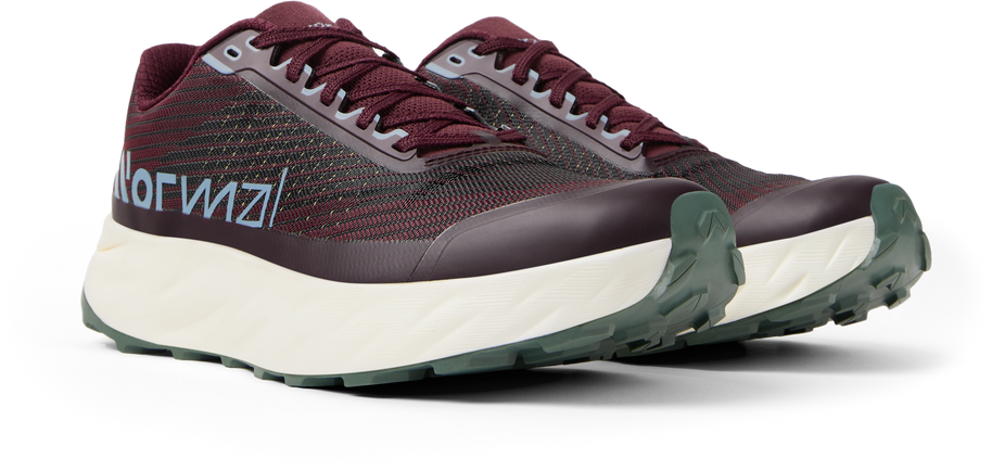 Kjerag 2 - Unisex by NNormal in burgundy and black with textured upper and cushioned sole for fast responsive trail running and outdoor use