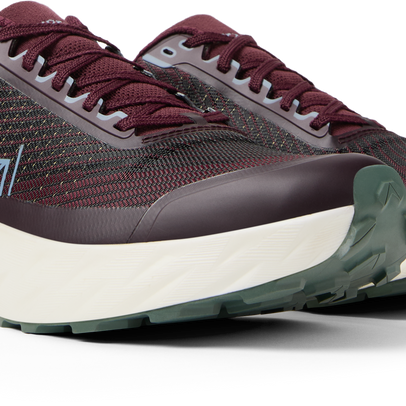 Kjerag 2 - Unisex by NNormal in burgundy and black with textured upper and cushioned sole for fast responsive trail running and outdoor use