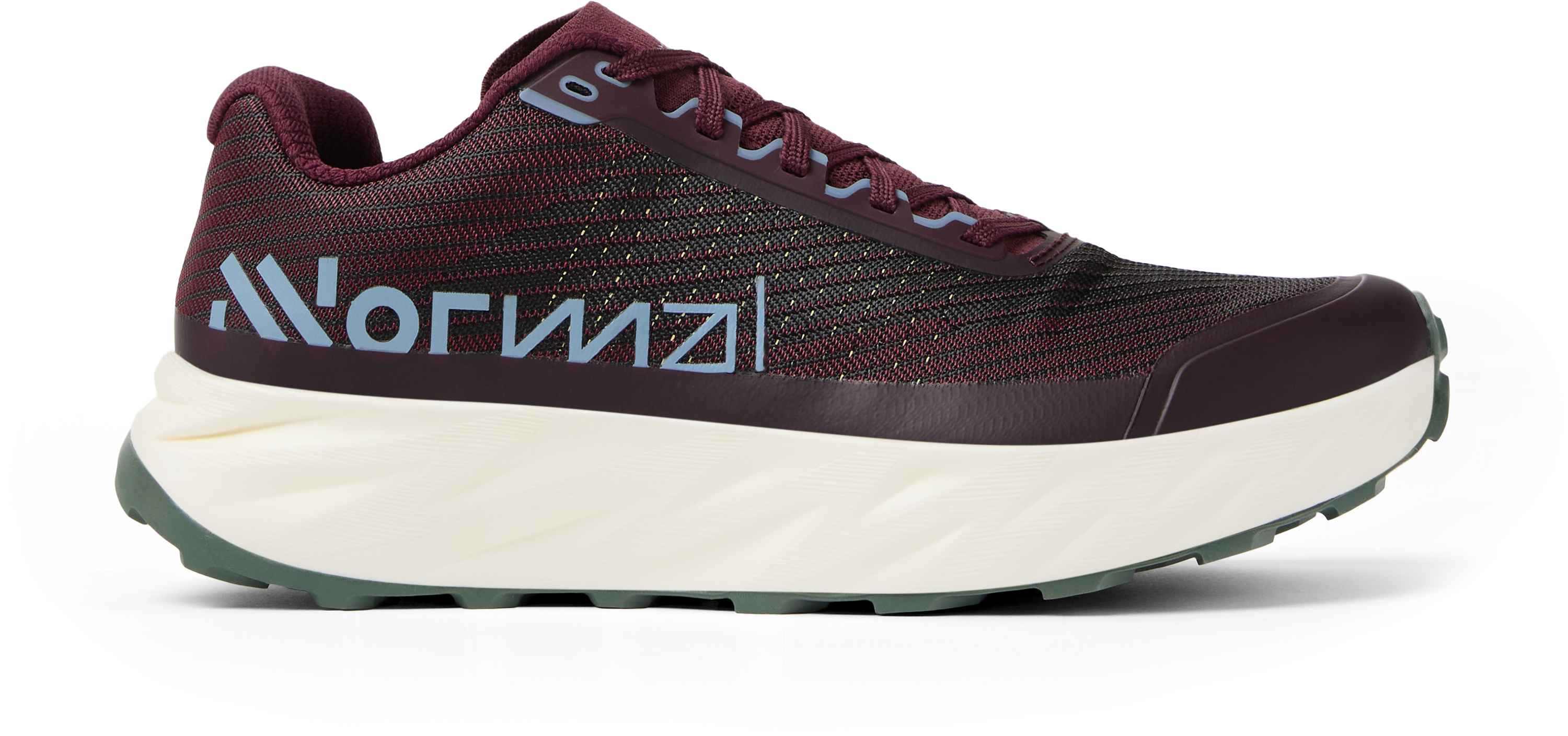 Kjerag 2 - Unisex by NNormal in black with red outsole, responsive trail running shoe designed for speed and comfort on rugged terrain