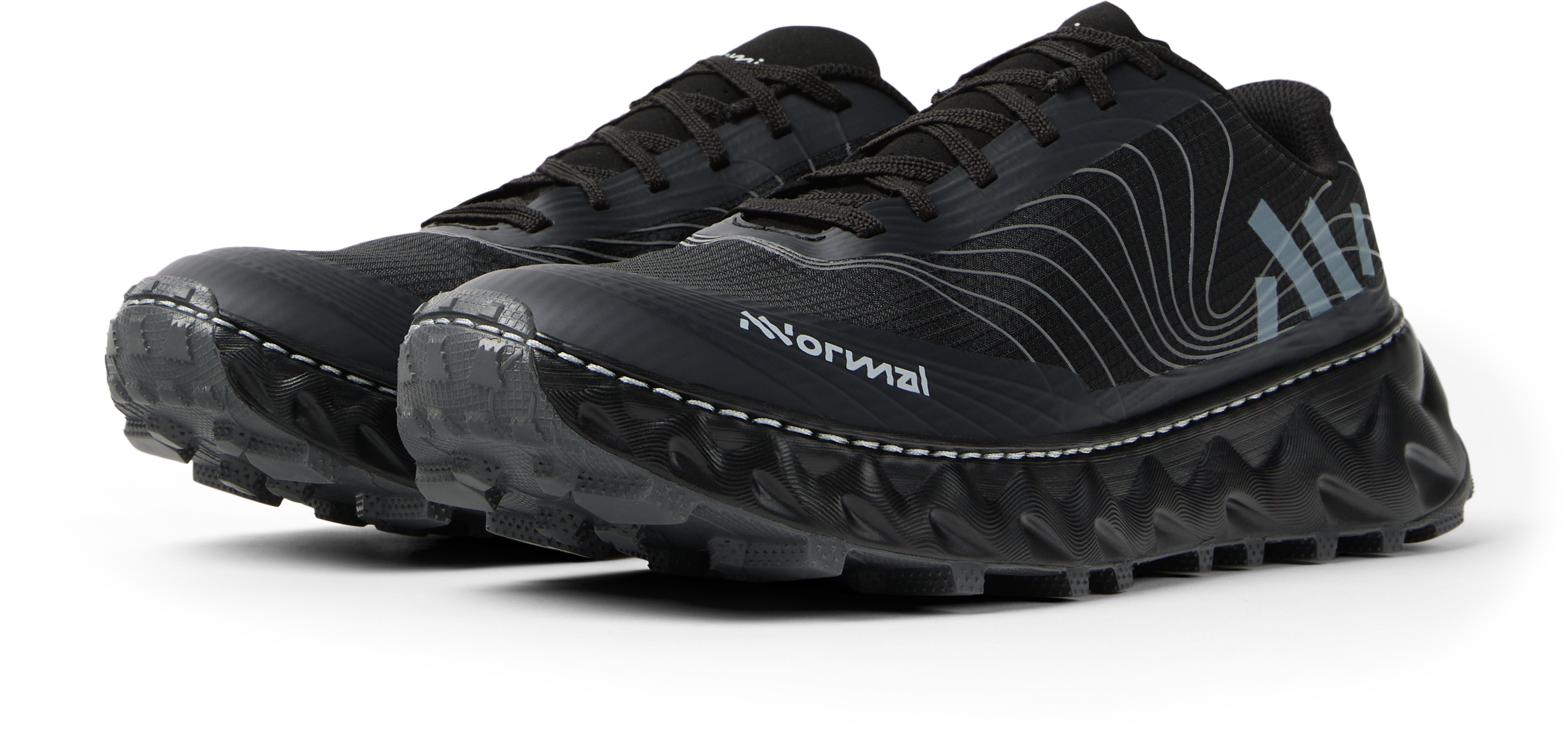 Tomir 2.0 - Unisex by NNormal in black with grey accents, versatile comfortable trail running shoe designed for men and women