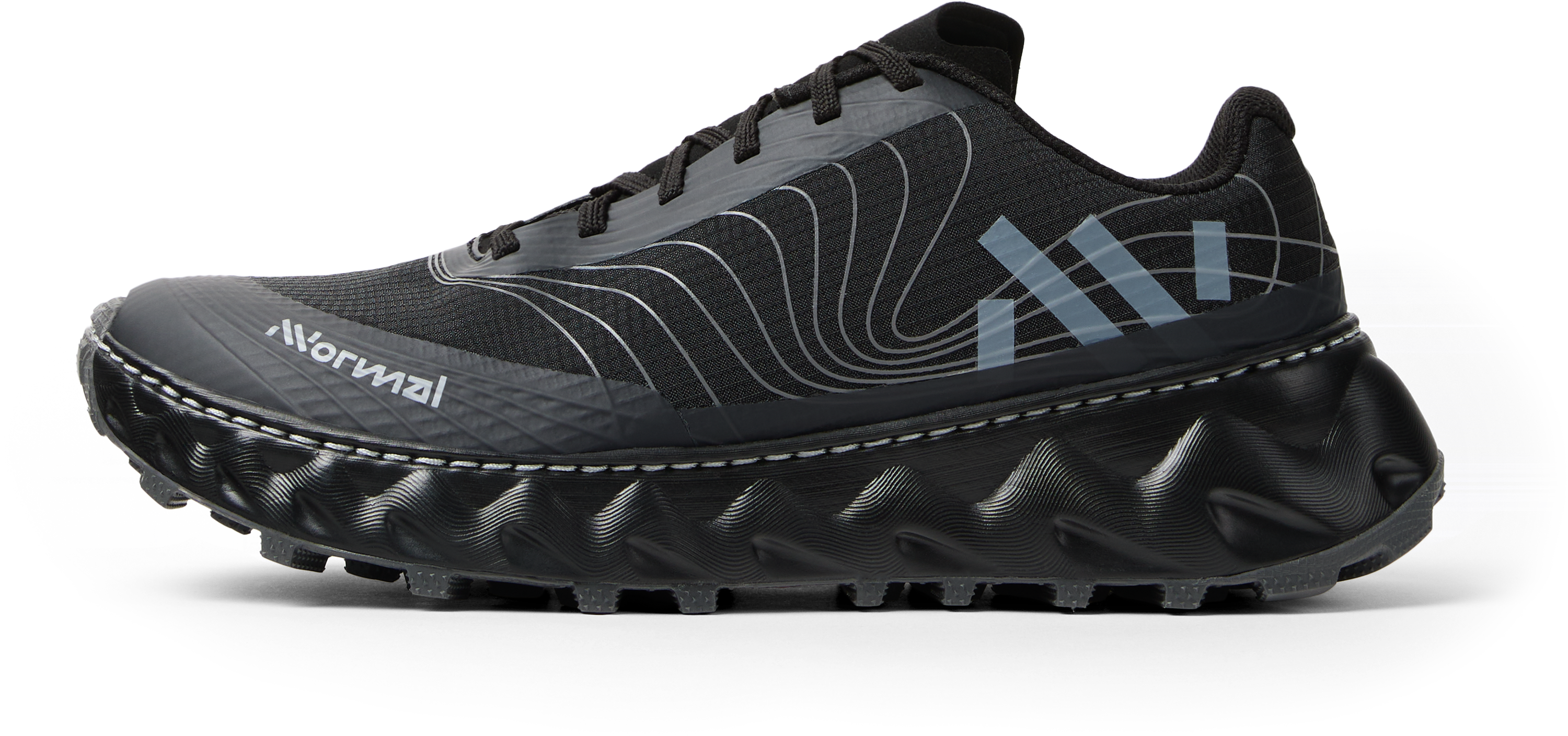 Tomir 2.0 - Unisex by NNormal in black and grey, versatile comfortable trail shoe designed for hiking and running outdoors