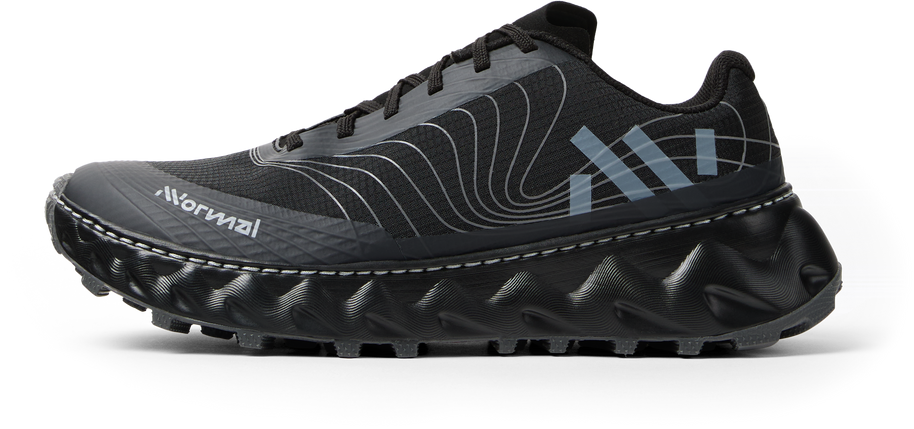 Tomir 2.0 - Unisex by NNormal in black and grey, versatile comfortable trail shoe designed for hiking and running outdoors
