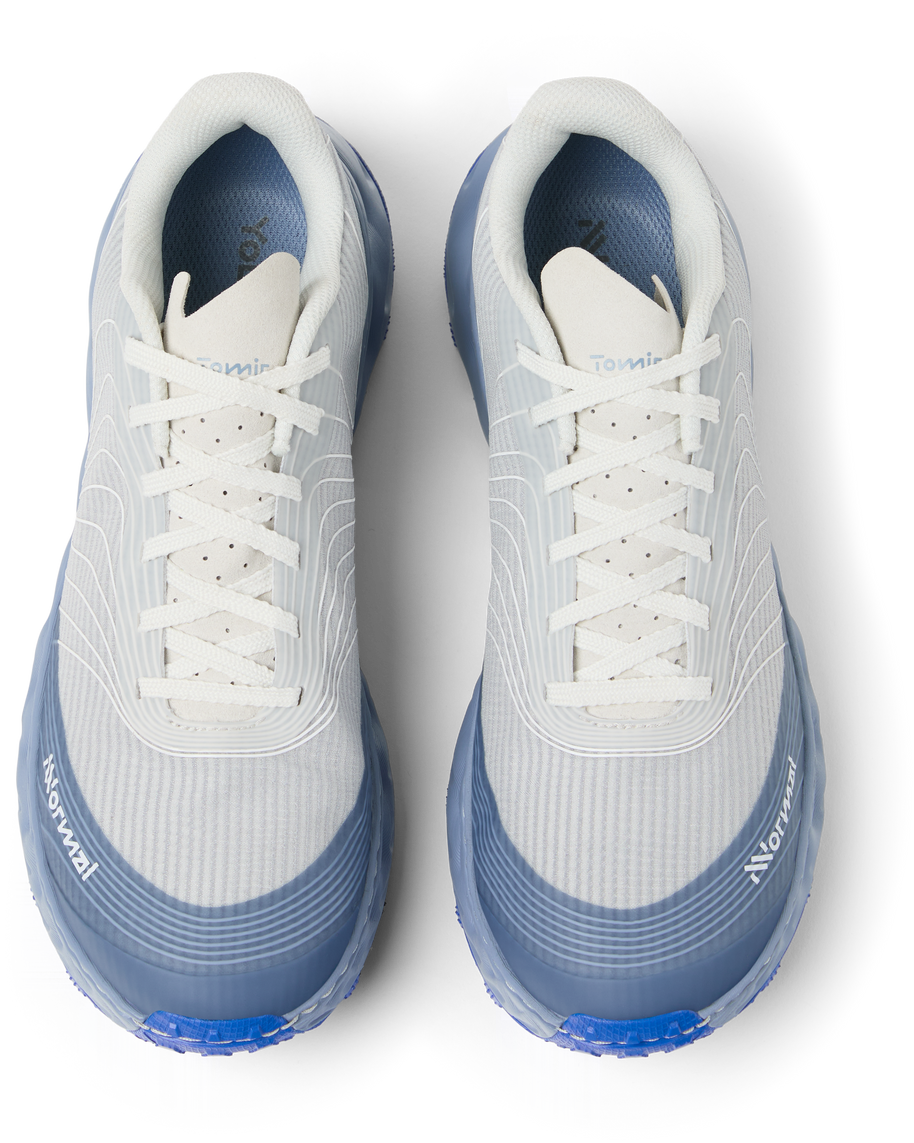 Tomir 2.0 - Unisex by NNormal in light grey and blue, versatile comfortable trail shoe designed for men and women’s running and outdoor use