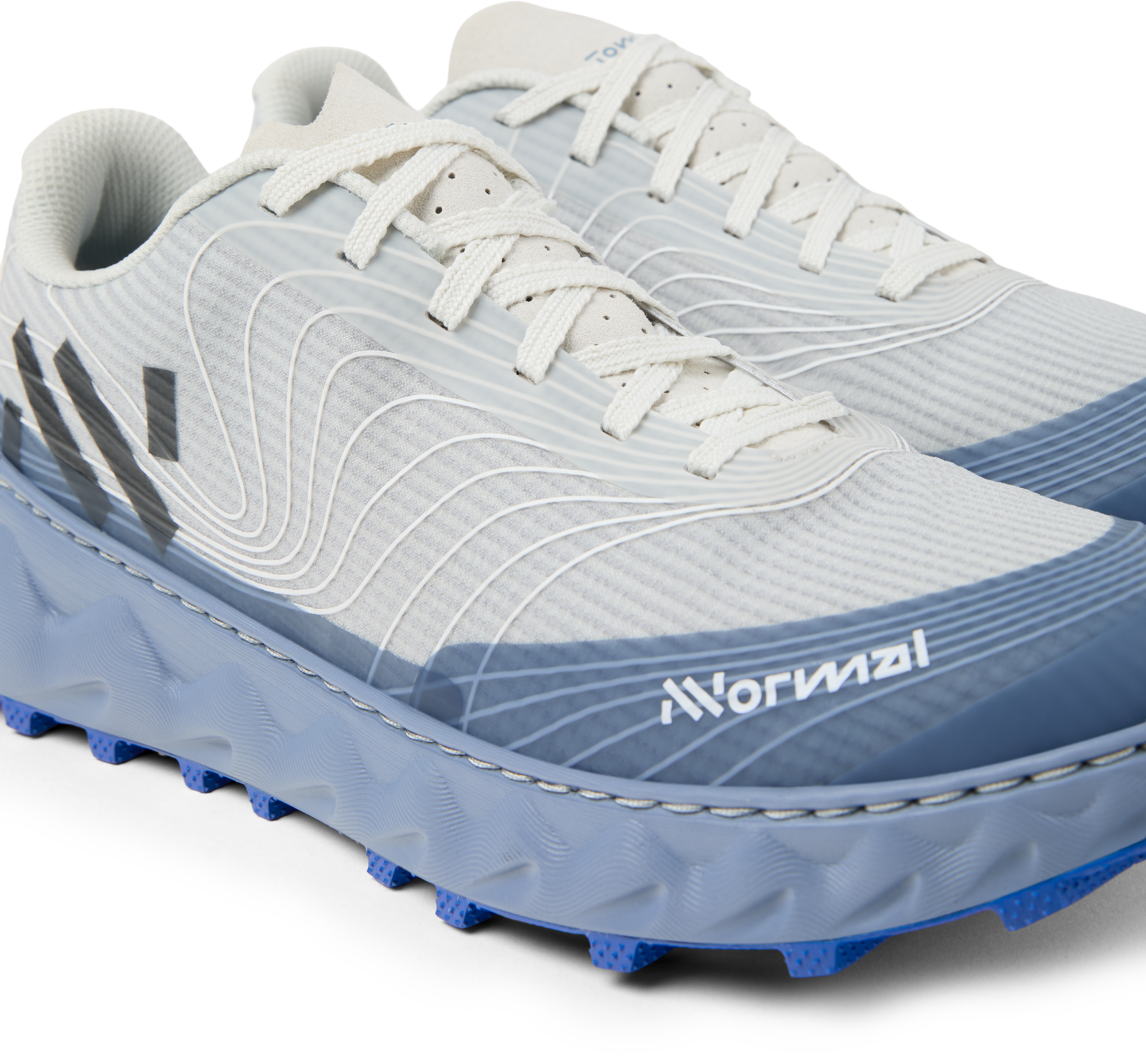 Tomir 2.0 - Unisex by NNormal in light grey and blue, versatile comfortable trail shoe ideal for men and women outdoor running and hiking