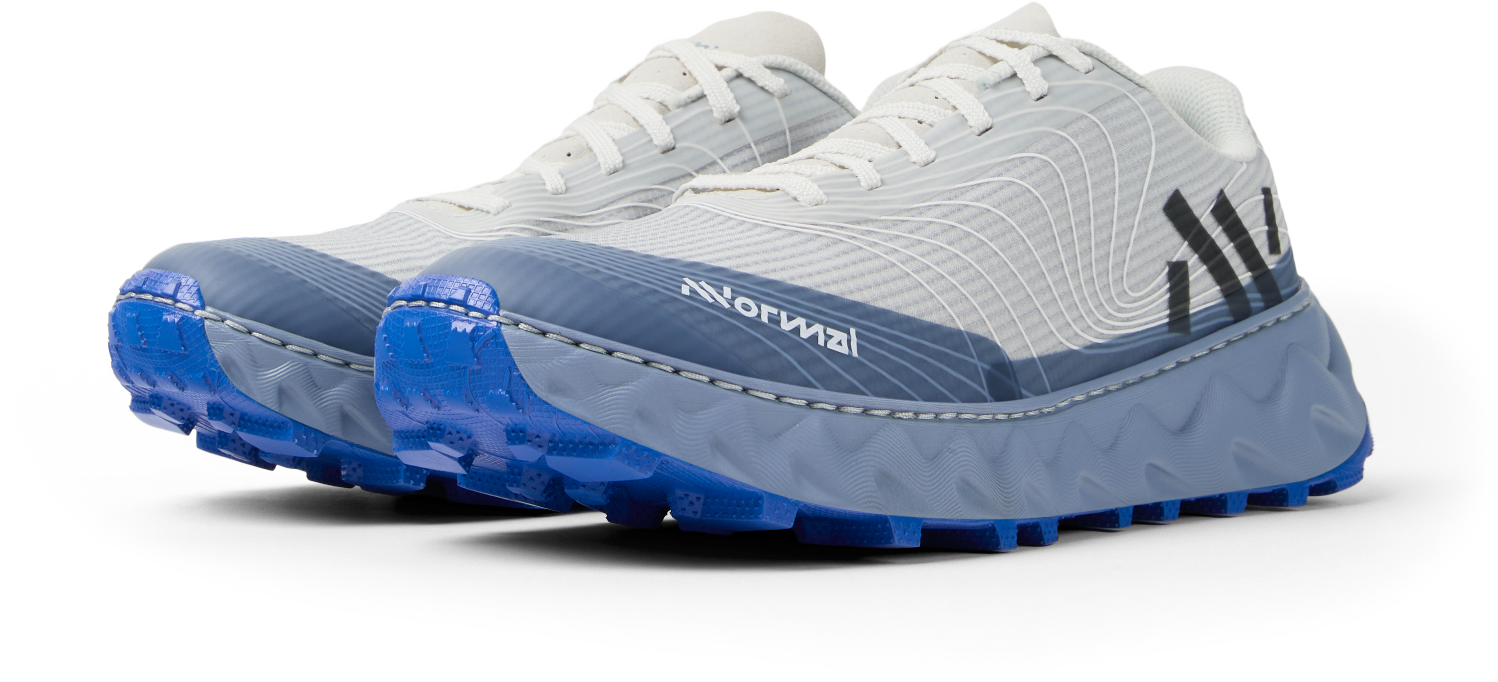 Tomir 2.0 - Unisex by NNormal in white and blue, versatile comfortable trail shoe designed for men and women’s outdoor running and hiking