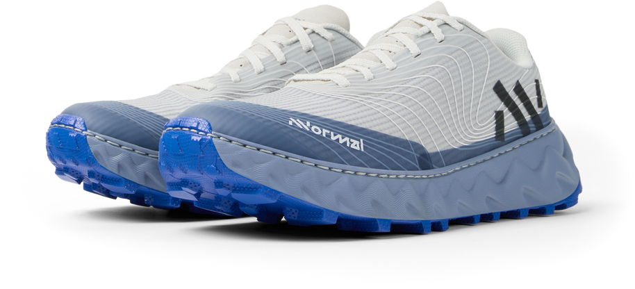 Tomir 2.0 - Unisex by NNormal in white and blue, versatile comfortable trail shoe designed for men and women’s outdoor running and hiking