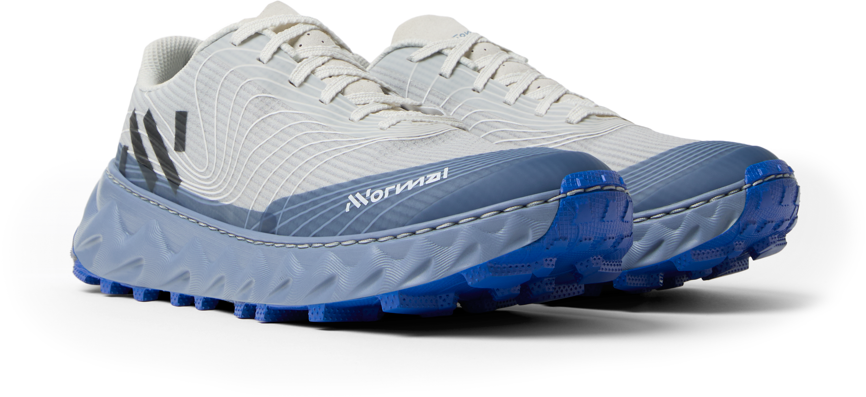 Tomir 2.0 - Unisex by NNormal in white and blue, versatile comfortable trail shoe designed for men and women’s outdoor running and hiking
