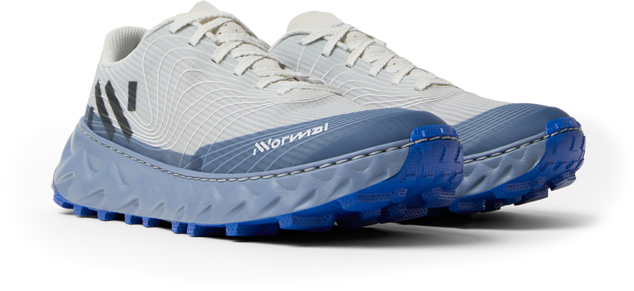 Tomir 2.0 - Unisex by NNormal in white and blue, versatile comfortable trail shoe designed for men and women’s outdoor running and hiking