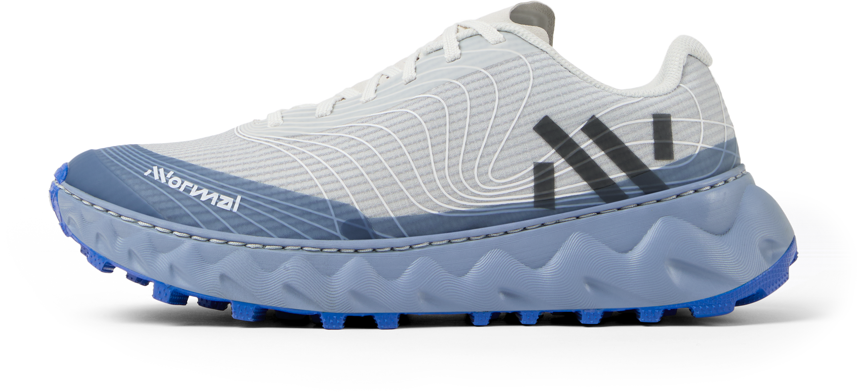 Tomir 2.0 - Unisex by NNormal in light grey and blue, versatile and comfortable trail running shoe designed for all-day wear and performance
