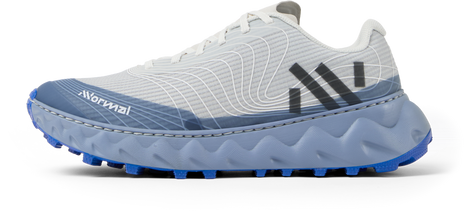 NNormal Tomir 2.0 trail running shoe in Blue, inner side view with black heel stripes
