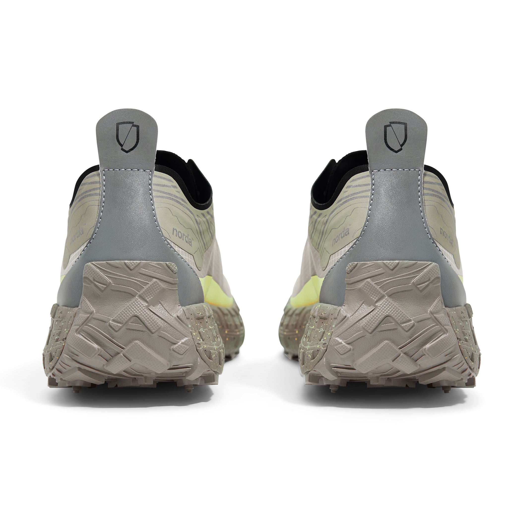 001A - Calcite - Men by Norda in beige and grey with Arnitel TPEE midsole for lightweight trail running and mindful outdoor comfort