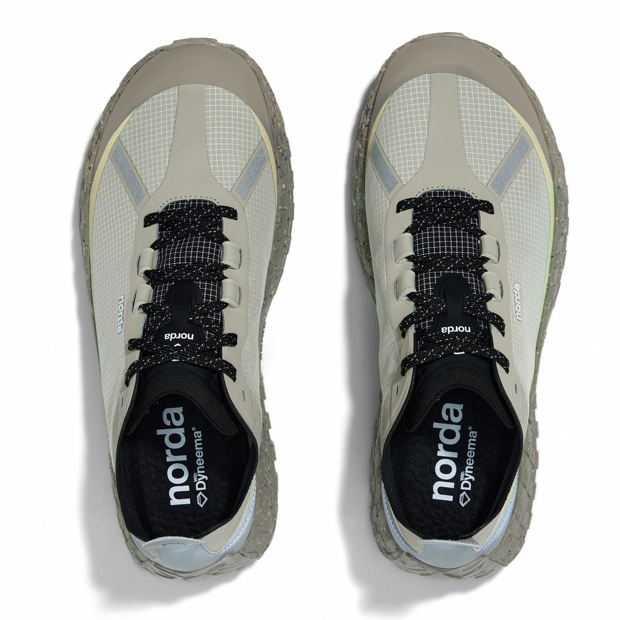001A - Calcite - Men by Norda in beige and grey with lightweight Arnitel TPEE midsole designed for trail running comfort