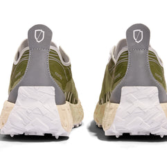001 Glitch - Women by Norda in olive green and grey with Bio-Dyneema upper and Vibram sole for lightweight trail running in Canada