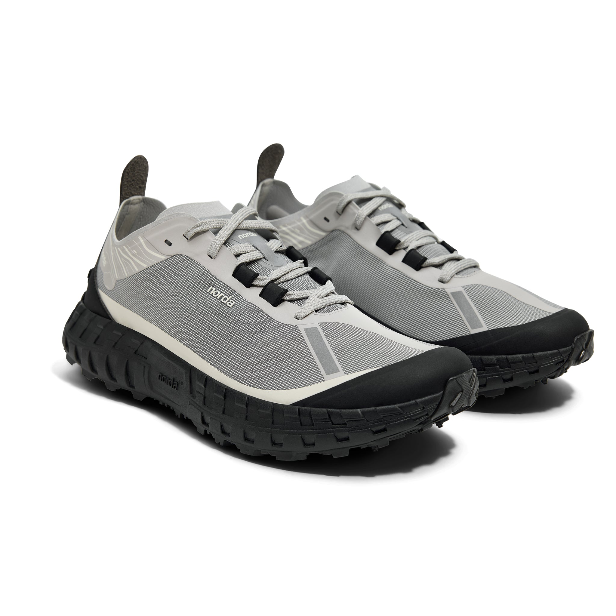 001A - Pewter - Men by Norda, lightweight trail shoe with Arnitel TPEE midsole, durable sole for comfort on mindful outdoor running and trail use