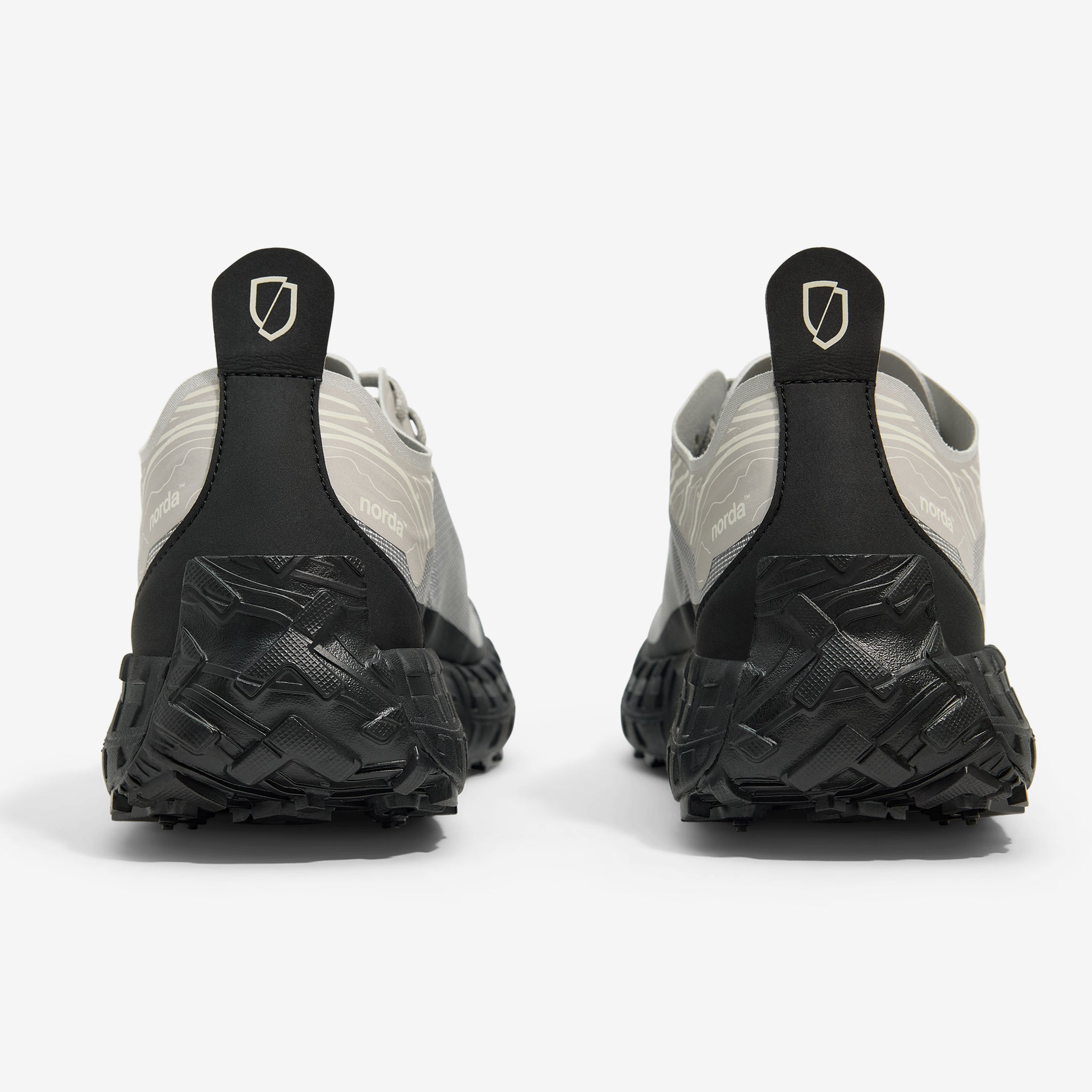 001A - Pewter - Women by Norda in pewter and black with Arnitel TPEE midsole, lightweight trail shoes designed for comfort on outdoor runs