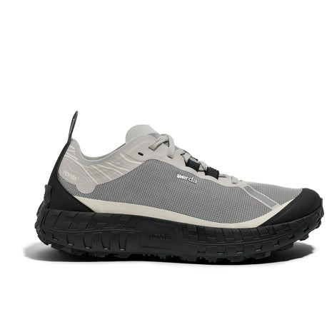 001A - Pewter - Women by Norda in grey with black sole, lightweight trail shoe featuring Arnitel TPEE midsole for comfort on outdoor pursuits