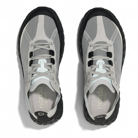 001A - Pewter - Men by Norda in grey and black with Arnitel TPEE midsole, lightweight trail shoe for comfort on mindful outdoor pursuits