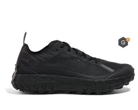 001 G+ Graphene - Women by Norda in stealth black with bio-based Dyneema upper and G+ Graphene membrane for winter trail running