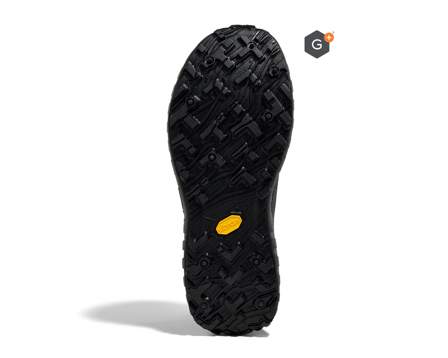 001 G+ Graphene - Women by Norda in black with Vibram sole, Dyneema upper, G+ Graphene membrane for winter trail running in Canada