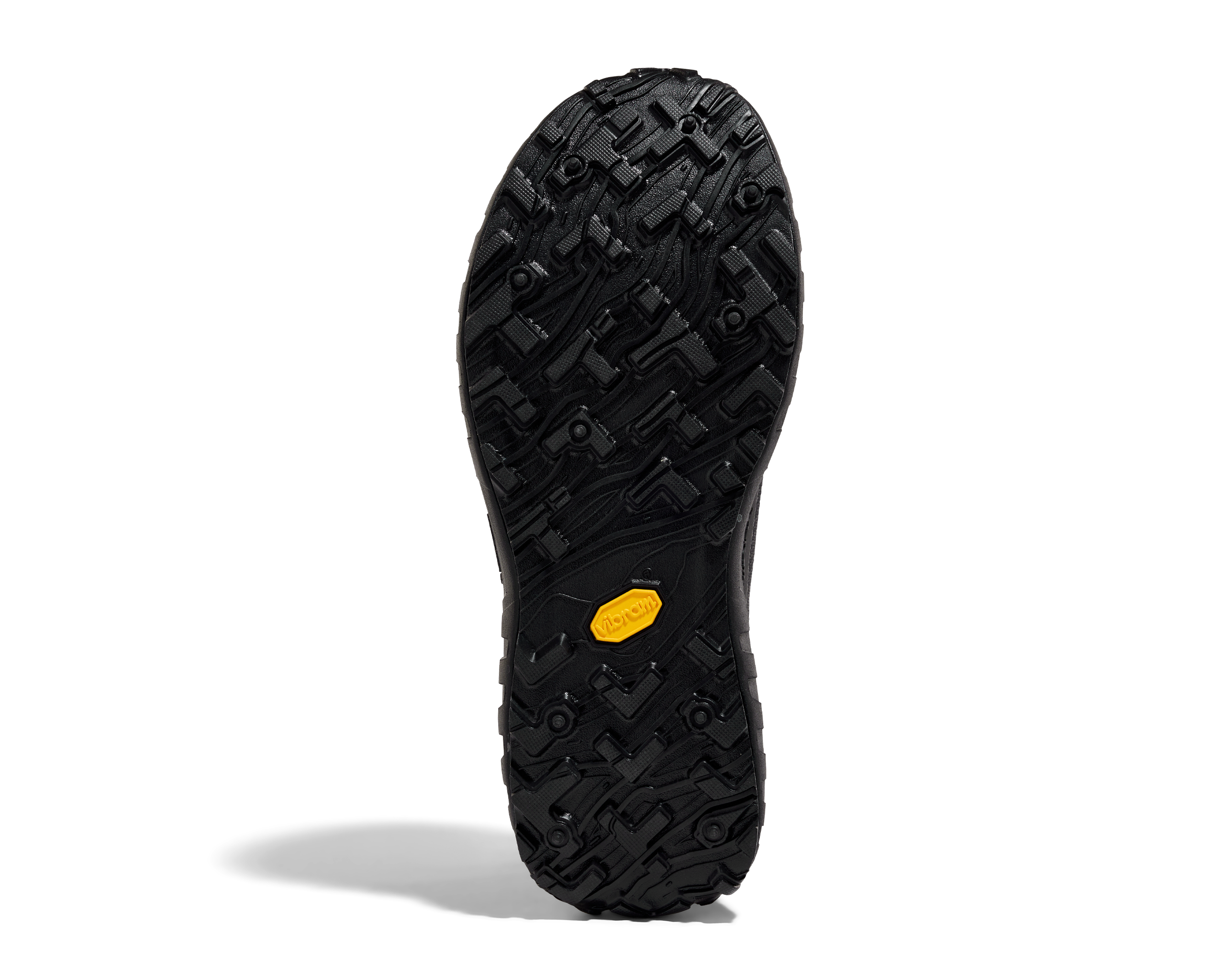 001 Core - Women by Norda in black showing Vibram soleplate designed for lightweight, strong trail running and outdoor use
