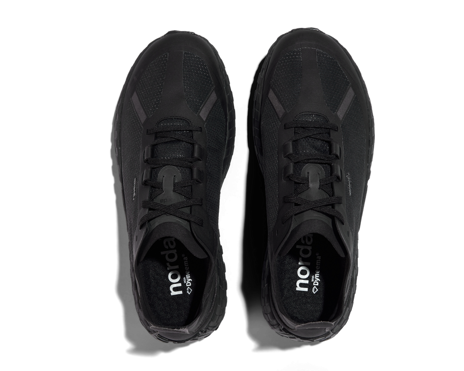001 Core - Women by Norda in black lightweight trail shoe with Bio-Dyneema upper and Vibram sole engineered for running and hiking