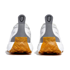 001 Core - Women by Norda in white and grey with Vibram sole and Bio-Dyneema upper, lightweight trail running shoe from Canada