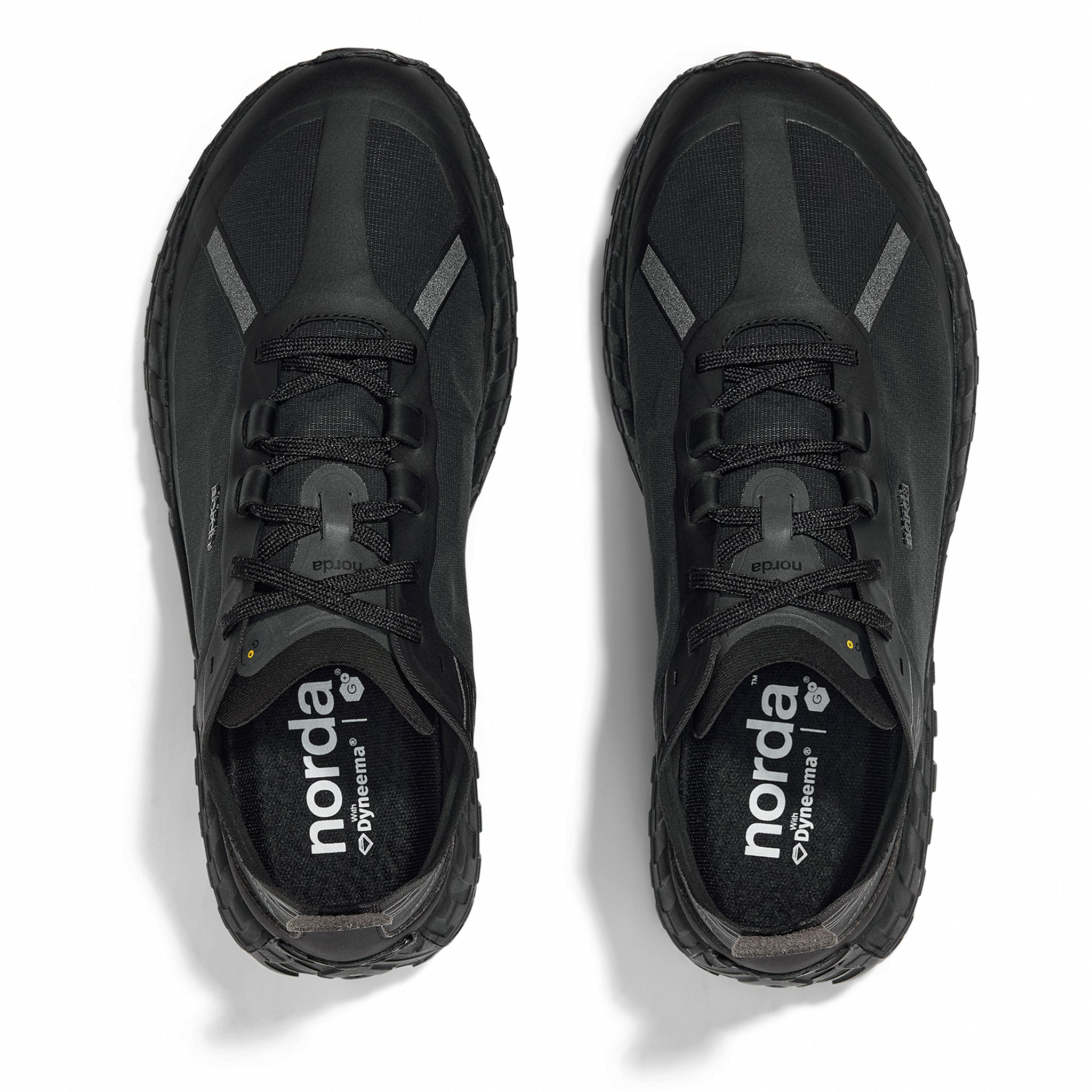 001A G+ - Stealth Black - Women by Norda, lightweight trail shoe with Arnitel TPEE midsole designed for comfort on mindful outdoor pursuits