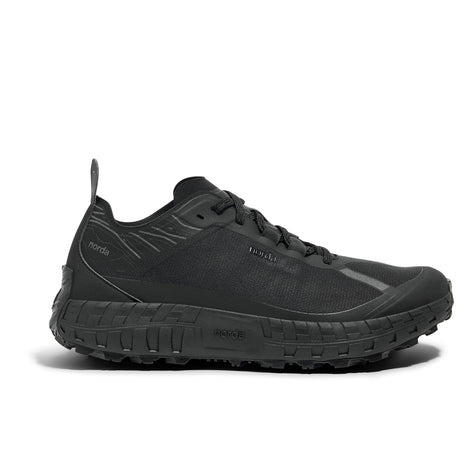001A G+ - Stealth Black - Women by Norda, lightweight trail shoe with Arnitel TPEE midsole for comfort on rugged outdoor running and hiking.