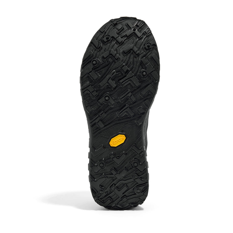 001A - Stealth Black - Men by Norda, black trail shoe with durable outsole and Arnitel TPEE midsole for lightweight comfort and rugged use
